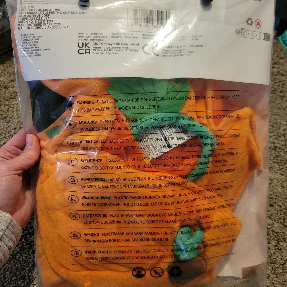 Spooktacular Creations Pumpkin Halloween Costume for Baby Size 12-18 Months New